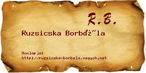 Ruzsicska Borbála névjegykártya